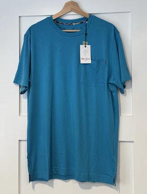 Robert Graham Para Hombres Teal Myles Cuello Redondo Manga Corta Bolsillo Camiseta Algodón Modal Foto 1 de 4