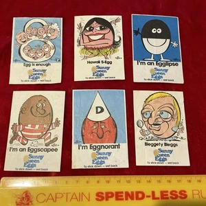 VINTAGE ORIGINAL 1970S SUNNY QUEEN EGGS STICKERS TRADING CARDS WEG ART VGC-EXC!! - Picture 1 of 3