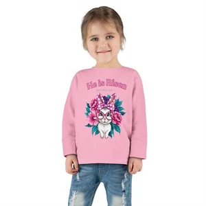 Easter Bunny Toddler Long Sleeve Tee, He is Risen Shirt, Spring Kids Top, Cute - Picture 1 of 13