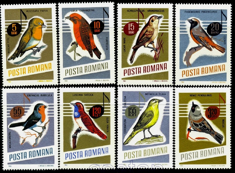 1966 Songbirds, Penduline, Yellow Wagtail, Redstart, Bird, Singvögel, Rumania, 2500, MNH Foto 1 de 1