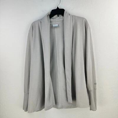 Cárdigan Columbia para mujer grande gris tejido frente abierto manga larga elástico Foto 1 de 4