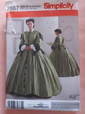 Simplicity 2887 Misses' Civil War Costume Dress Pattern Size 16-24 - Image 1 of 2