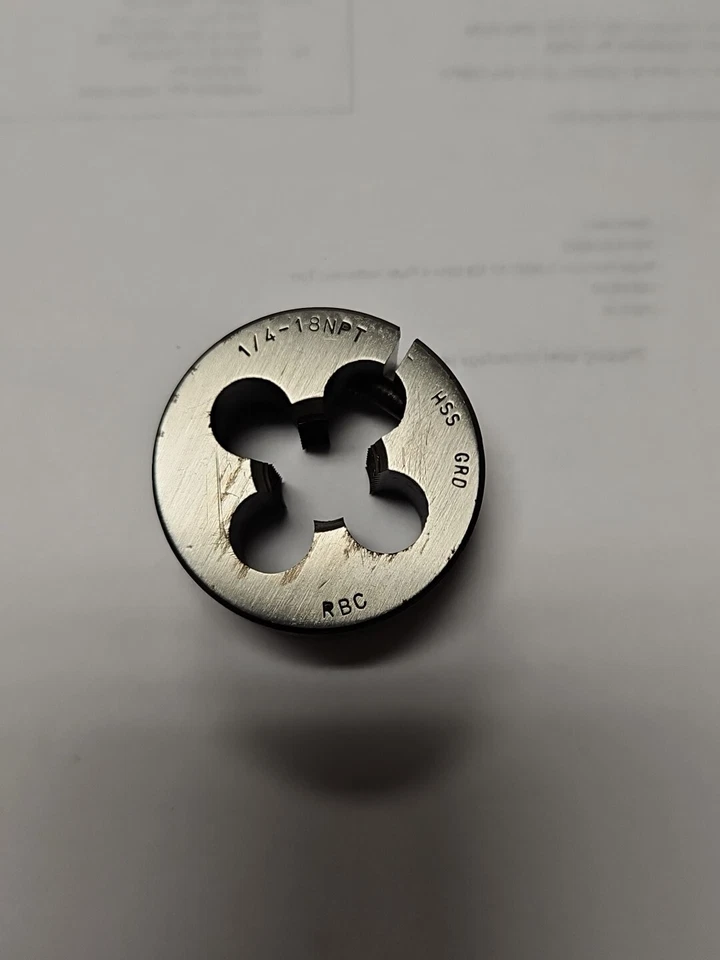 Regal-Beloit 1/4"-18 NPT Adjustable Split Round Die, HSS, 1-1/2" O.D. HSS  - Image 1 of 2