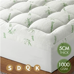 Bamboo Mattress Topper Cooling Mattress Pad Extra Thick Breathable Pillow Top AU - Picture 1 of 18