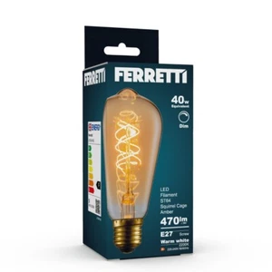 Ferretti - ST64 Amber Squirrel Cage E27 LED Filament Dimmable Light Bulb Pack - Picture 1 of 4