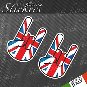 2 adesivi auto moto JDM sticker bomb Rocker hand Corna Uk England flag small - Picture 1 of 1