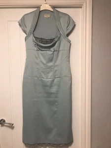 Karen Millen Cocktail Dress Size 12. Colour Turquoise. Silver Sequin Trim - Picture 1 of 6