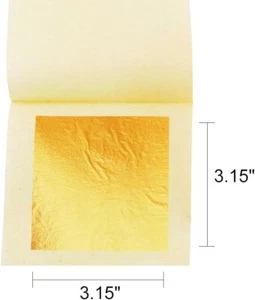KINNO 24 Karat Edible Gold Leaf Sheets - 10 Sheets 24K Gold Leaf 3.15in x 3.15in - Picture 1 of 6