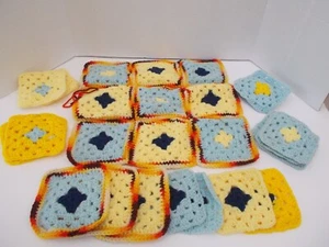 Handarbeit gehäkelt 18 lose Granny Squares & 9 verbunden UNVOLLENDETES Projekt Handarbeit - Bild 1 von 3
