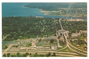 Port Huron Michigan Luftaufnahme Blauwasserbrücke Kanada Postkarte I-94 - Bild 1 von 2