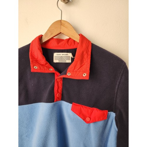 TORY BURCH Giacca pullover in pile a scatto Tory Tory Sport blu rosso colorblock L