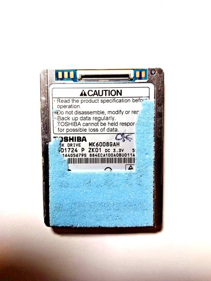 OEM Toshiba MK6008GAH 60gb 1.8" ZIF/CE HDD For IPOD 5th gen  USA Seller!!!! - Image 1 of 1