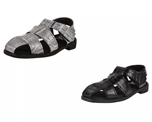 LIBERTYZENO Kids Boys Genuine Leather Croco Print Single Hook Fisherman Sandals - Picture 1 of 17