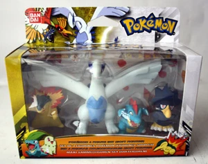 POKEMON 4 COLLECTIBLE SOFT FIGURE SET X LUGIA TYPHLOSION BANDAI 2010 NEW ! - Picture 1 of 6