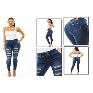 WAIST 30 INCHES SIZE 15 SKINNY JEANS STRETCH PUSH UP DENIM BLUE 15-2 HX786 SZ15 - Picture 1 of 11