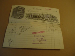 Dobler & Mudge wholesale Paper warehouse 1909 BALTIMORE MD billhead - Picture 1 of 1