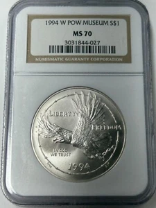 1994 W POW Museum Silver Dollar NGC MS70 - Picture 1 of 8