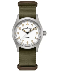 Nuevo reloj para hombre Hamilton Khaki Field cuarzo esfera blanca correa de tela H69401910 - Imagen 1 de 5