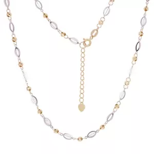 Collar italiano de cuentas ovaladas y bolas de oro 3D de 14 K y dos tonos Adj. 16.5-17.5" 4.5 gramos - Imagen 1 de 4