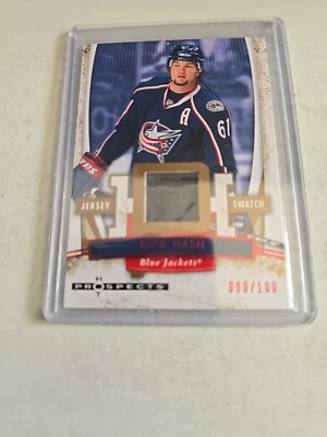 2007-08  RICK NASH HOT PROSPECTS RED HOT JERSEY SWATCH CARD .COLUMBUS. 099/100. - Image 1 of 2