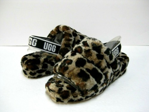 UGG FLUFF YEAH SLIDE SANDALO DONNA LEOPARDATO US 6 UK 4 EU 37 JP 23
