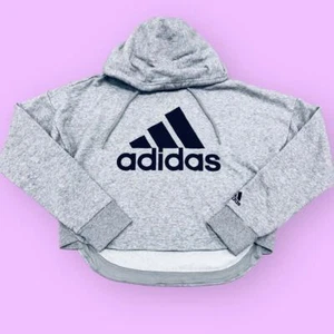 Adidas Women’s oversized  Cropped Gray Hoodie size XS - Picture 1 of 7