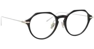 Linda Farrow LF05C2 Black & Silver Round Eyeglasses Handmade Frame 50-22-140 570 - Picture 1 of 1