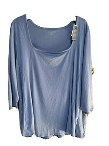 LANE BRYANT Swing Collection Blue Soft Knit Top 3/4 Sleeve Size 22/24 NWT - Picture 1 of 7