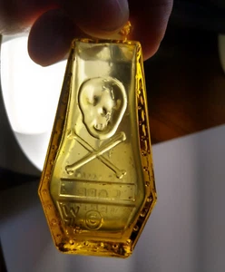 Wheaton Amber RIP Coffin Bottle 1971 Skull Poison Gothic Halloween Decor Vintage - Picture 1 of 8