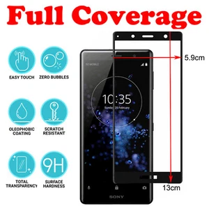 Protector de pantalla de vidrio templado 5D compacto pegamento completo 5D para Sony Xperia XZ2 - negro - Imagen 1 de 7
