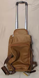 Bella Russo Brown Faux Leather Satchel Travel Rolling Duffle Bag Suitcase - Picture 1 of 11
