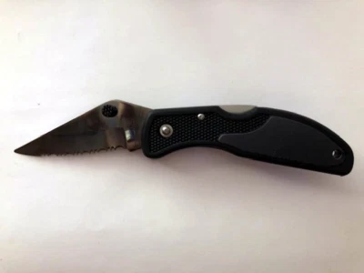 Cuchillo plegable negro macizo clip de bolsillo hoja de acero 440 Foto 1 de 2