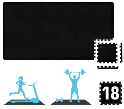 EYEPOWER 18x Fitness Bodenschutzmatte - 30x30 EVA Matte Sport Bodenmatte für Fitnessraum