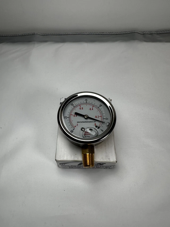 HARDWAREFACTORYSTORE 15441 OIL FILLED VACU PRESSURE GAUGE HFS 2-1/2'' -5-30 BAR