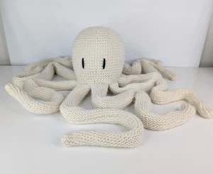 Pottery Barn Knit Octopus Ocean Beach Shaped Plush Pillow Ivory White Decor 30" - Picture 1 of 8