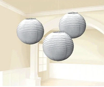 Linternas de papel plateado decoraciones colgantes boda cumpleaños fiesta suministros ~ 3ct. Foto 1 de 3