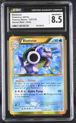 CGC 8.5 Blastoise 2012 Plasma Storm 137/135 Secret Rare Holo Pokemon Card - Image 1 of 2