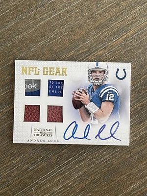 2012 National Treasures Andrew Luck NFL Gear Rookie Quad Prime Patch Auto RC 3/5 - Image 1 of 2