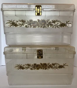 2 Wilson Wil-Hold Sewing Boxes Clear 4 Trays 129 Box - Picture 1 of 24