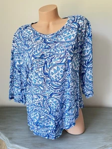 Camisa Lulu B Top Coastal XL Estampado Tortuga Marina Tropical Resort Playa Náutica - Imagen 1 de 8