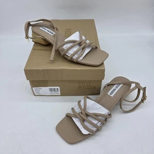Steve Madden Abagail Shoes Womens Size 6.5 Nude Strappy Block Heel Sandals - Picture 1 of 17