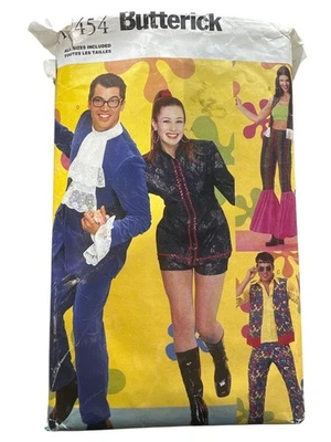 CUT Butterick P454 Sewing Pattern Austin Powers Misses/Mens Costumes XS-XL Vinta - Image 1 of 4