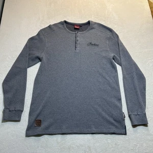 Indian Motorcycle Waffle Knit Thermal Henley Shirt Mens XL Gray Long Sleeve - Picture 1 of 12