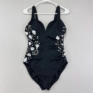 Miraclesuit One Piece Swimsuit Womens 12 Black Sweetheart Neckline Shapewear - Picture 1 of 11