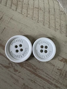 Michael Kors Replacement button White metal round 4-hole. 2 Included. - Picture 1 of 2