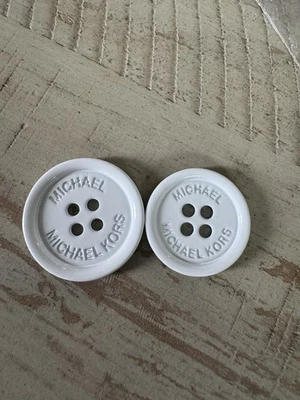 Michael Kors Replacement button White metal round 4-hole. 2 Included. - Image 1 of 2