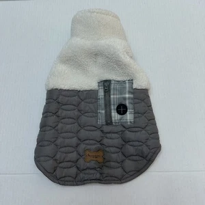 Koolaburra by UGG Dog Jacket Small Gray Plaid Fleece Lined Pet Coat Warm Winter - Picture 1 of 10