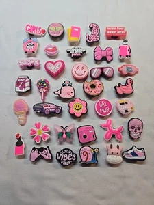 HUGE 36 PC PINK FUN GIRLS Shoe Charms For Crocs SET - Picture 1 of 1