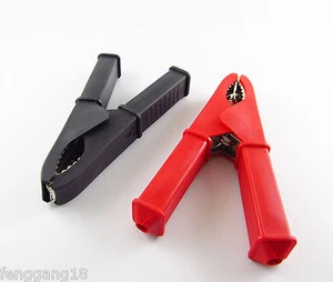 2pcs Copper Brass Car Battery Clip Alligator Test Insulated Clamp 100A 100mm R&B - Picture 1 of 4