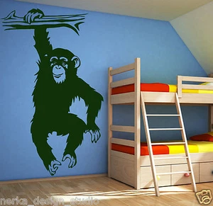 HUGE FUNNY MONKEY wall sticker / kids room wall sticker / nursery  WALL ART S15 - Picture 1 of 3